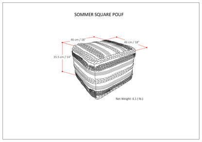 Sommer - Square Pouf - Natural / Taupe Gray