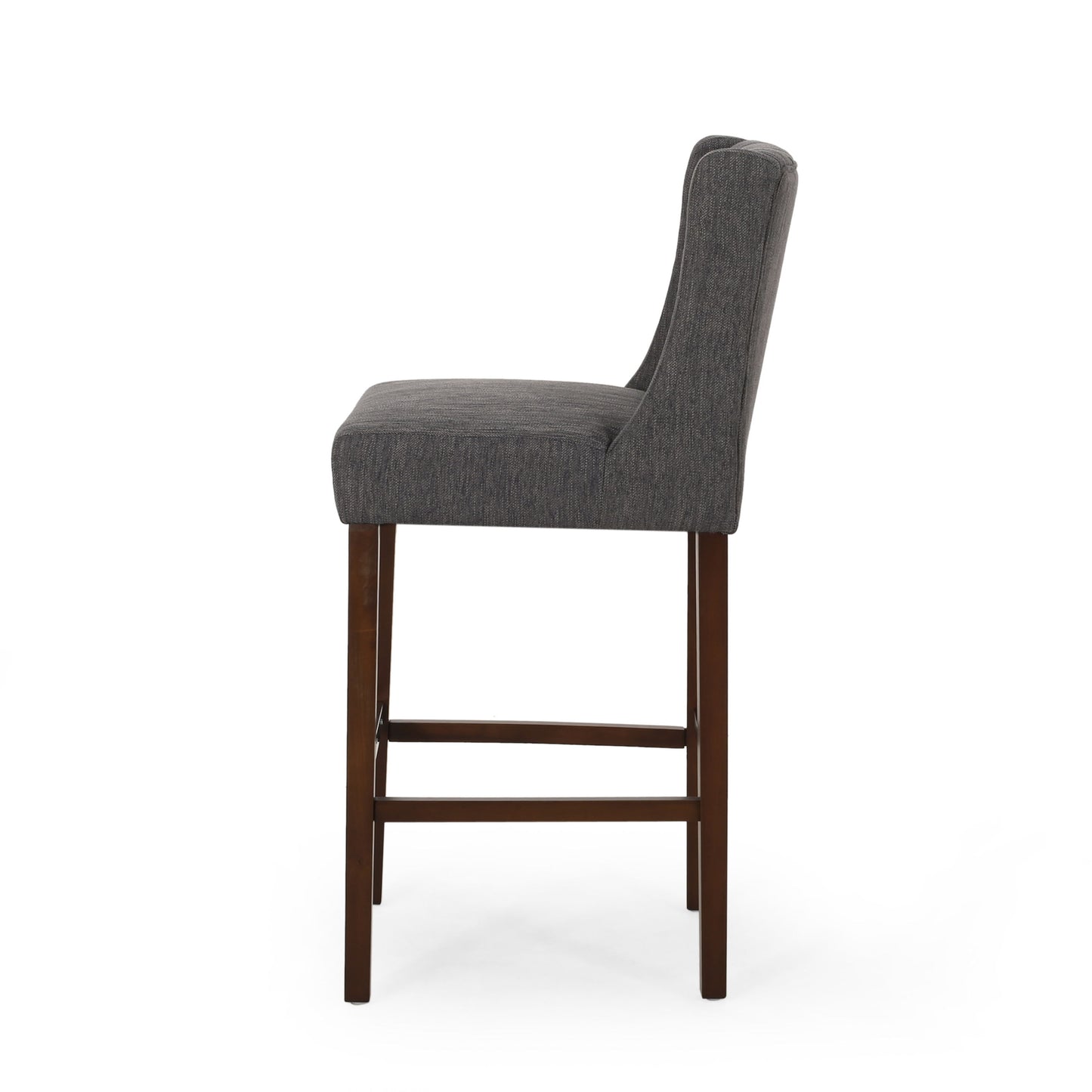 Solstara - Upholstered Fabric Dining Barstool With Button Tufted And Wing Back - Charcoal