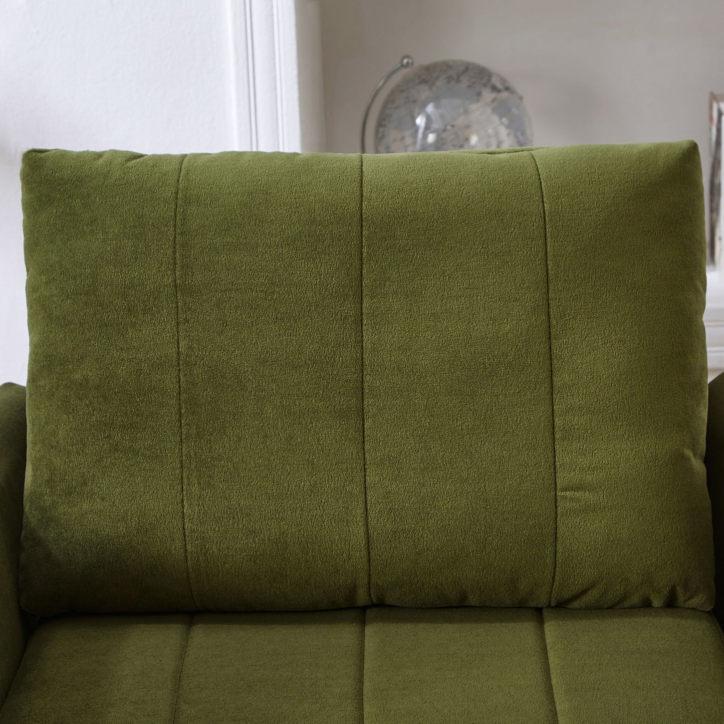 Upholstered Convertible Sleeper Sofa With Adjustable Backrest, Side Pockets, Storage Basket - Green
