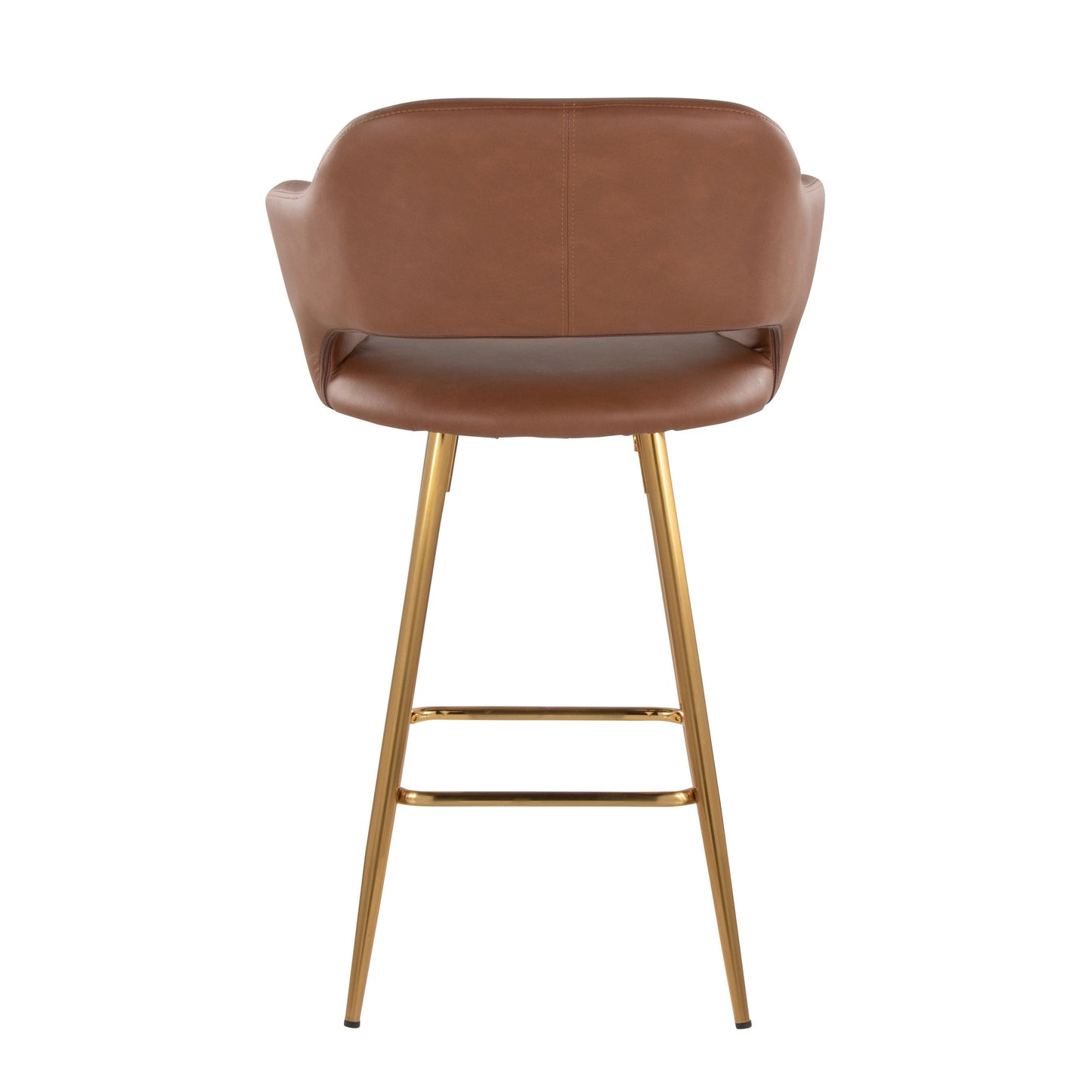 Margarite - Contemporary Fixed Height Counter Stool With Square Footrest (Set of 2) - Gold / Brown Gold
