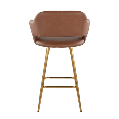 Margarite - Contemporary Fixed Height Counter Stool With Square Footrest (Set of 2) - Gold / Brown Gold