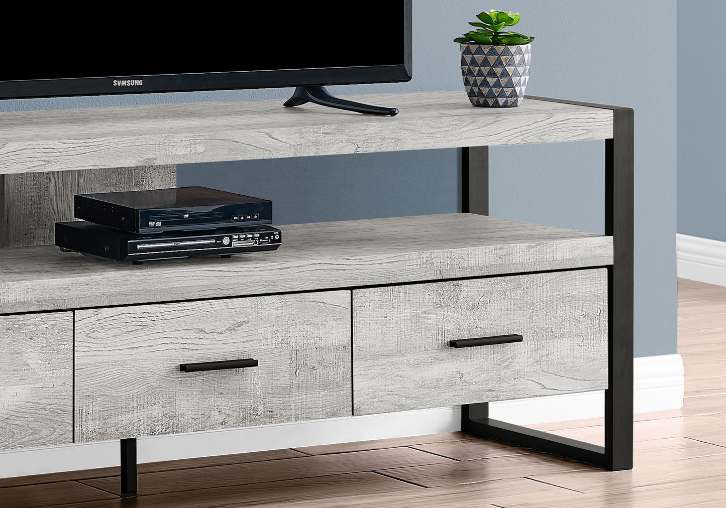 TV Stand, Console, Media Entertainment Center, Storage Drawers, Contemporary & Modern - Gray