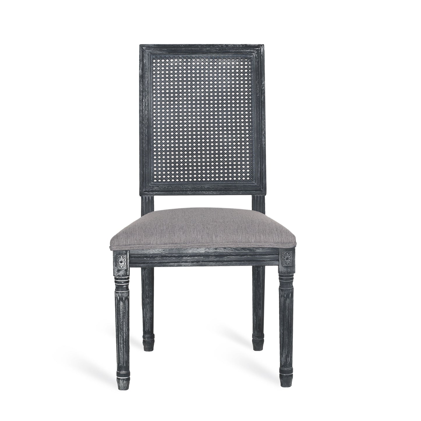 French Country Dining Chair Set With Upholstered Seats And Weathered - Gray