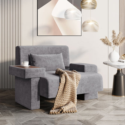 Modern Oversized Armchair, Wide Mid-Century Chair With Pillow Upholstered, Sturdy Wood Frame & Soft Cushion For Living Room - Gray