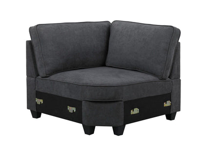 Leo - Woven 8 Piece Modular L-Shape Sectional Sofa And Ottoman - Dark Gray