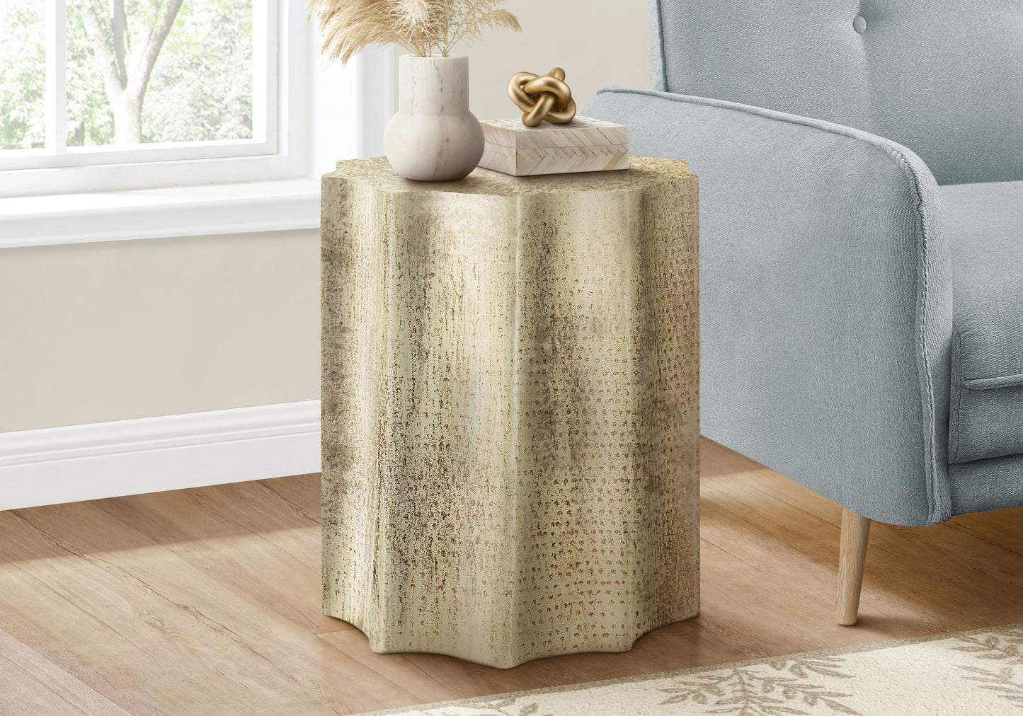 Drum Accent Side Table, Contemporary & Modern - Gold