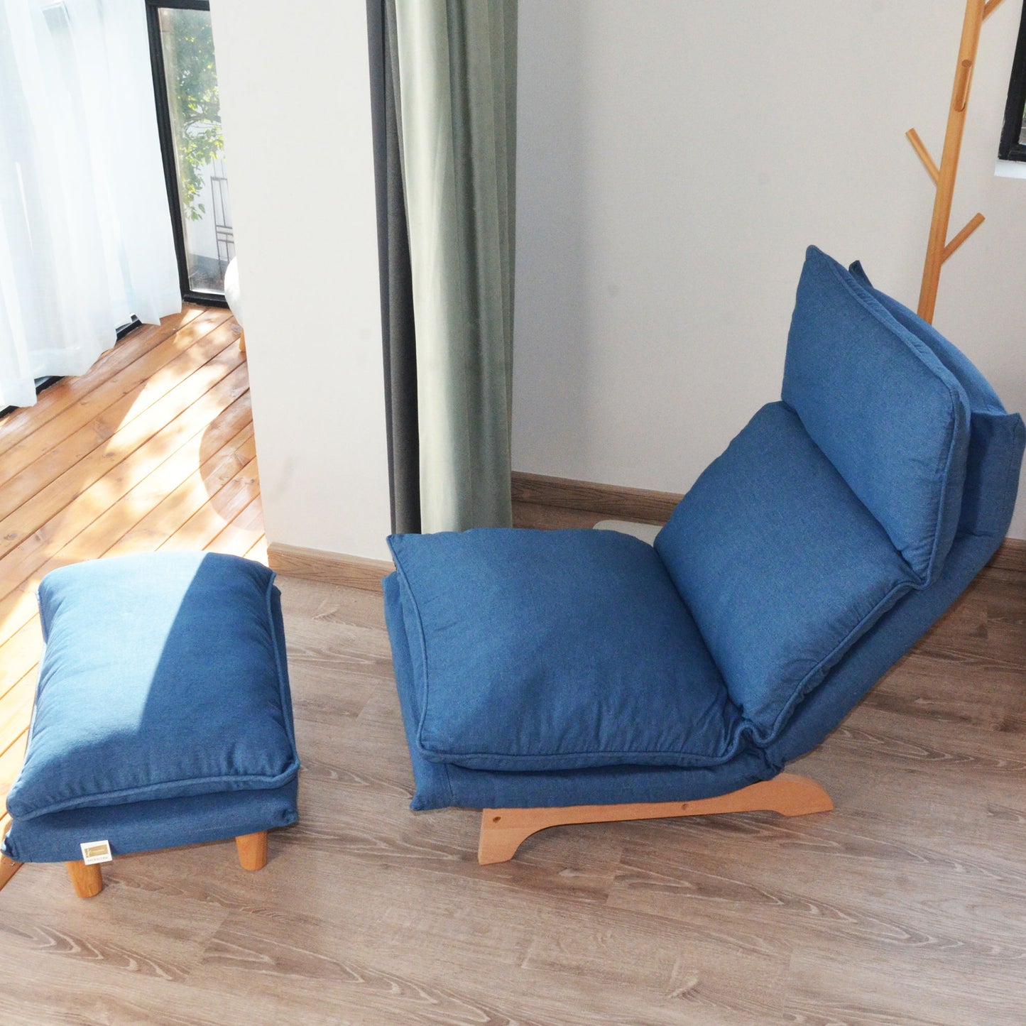 Single Lazy Sofa Chair Leisure Foldable Reclining Chair - Blue