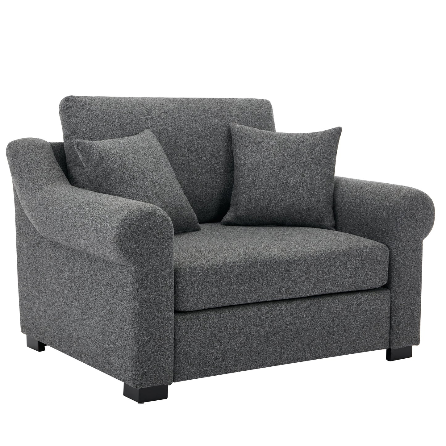 Modern Chenille Oversized Armchair, Chair And A Half, Single Sofa For Bedroom, Living Room, Wide - Gray