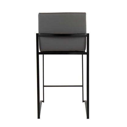 Fuji - Contemporary High Back Counter Stool (Set of 2) - Gray / Black