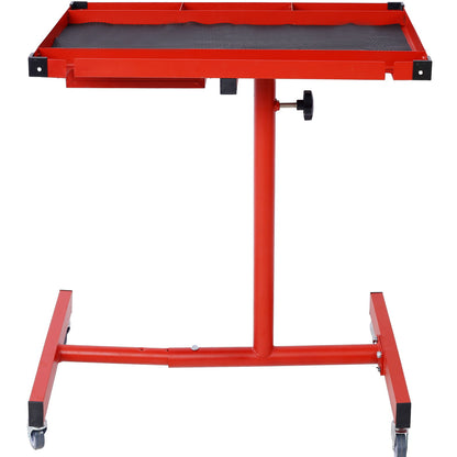 Adjustable Tear Down Work Table With Drawer For Garages, Repair Shops, And Diy, Portable, (4) 2.5" Swivel Casters, 220 Pound Capacity, Rubber Corners, Heavy Duty Steel - Red