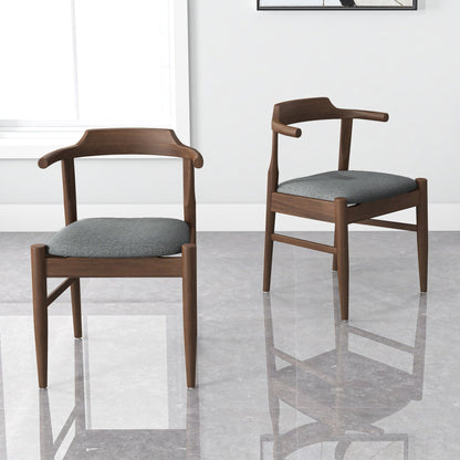 Leon - Mid-Century Modern Dining Chair (Set of 2) - Brown / Light Gray