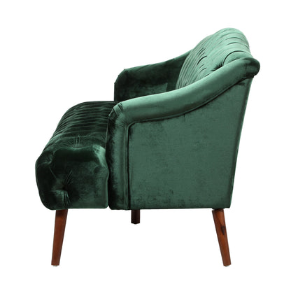 Comfy 3 Seat Sofa With Wooden Legs, For Living Room And Study - Emerald
