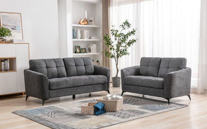 Callie - Woven Fabric Living Room Sofa, Loveseat (Set of 2) - Gray