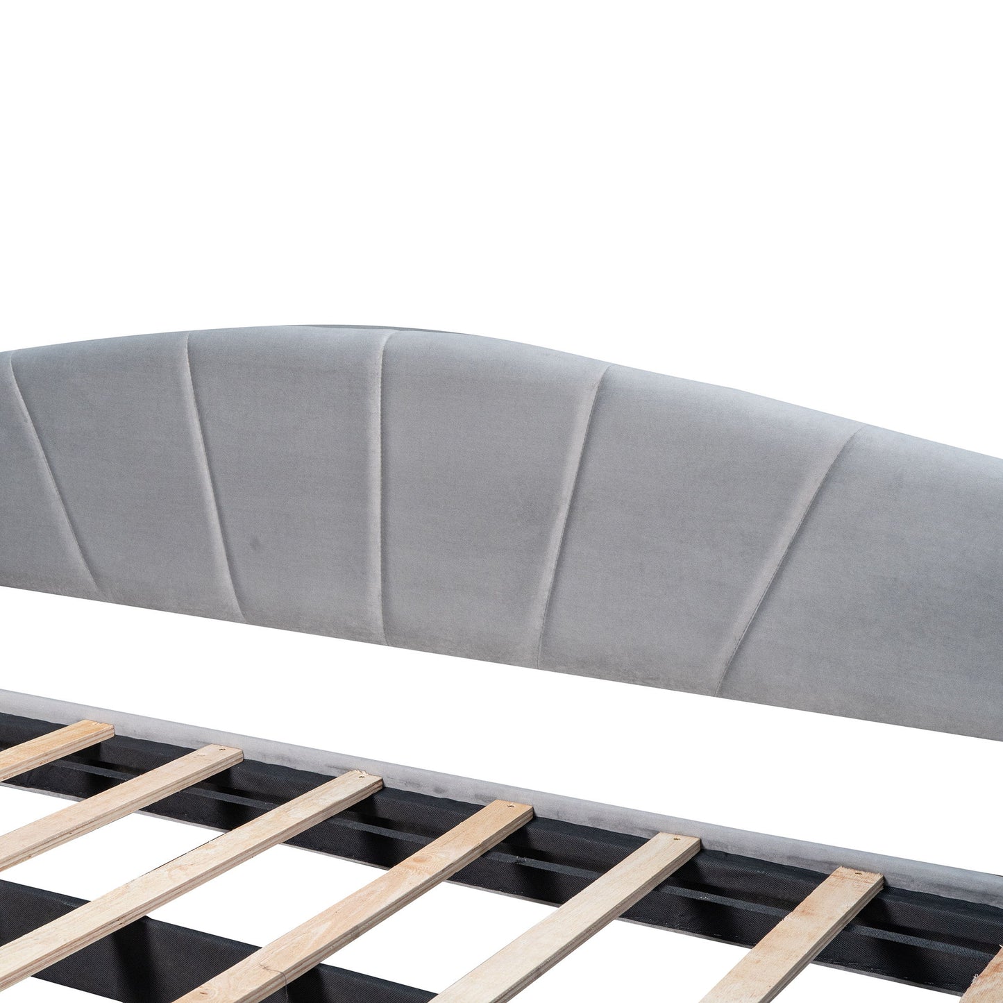 Twin Size Upholstered Daybed Sofa Bed With Trundle And Slat - Gray