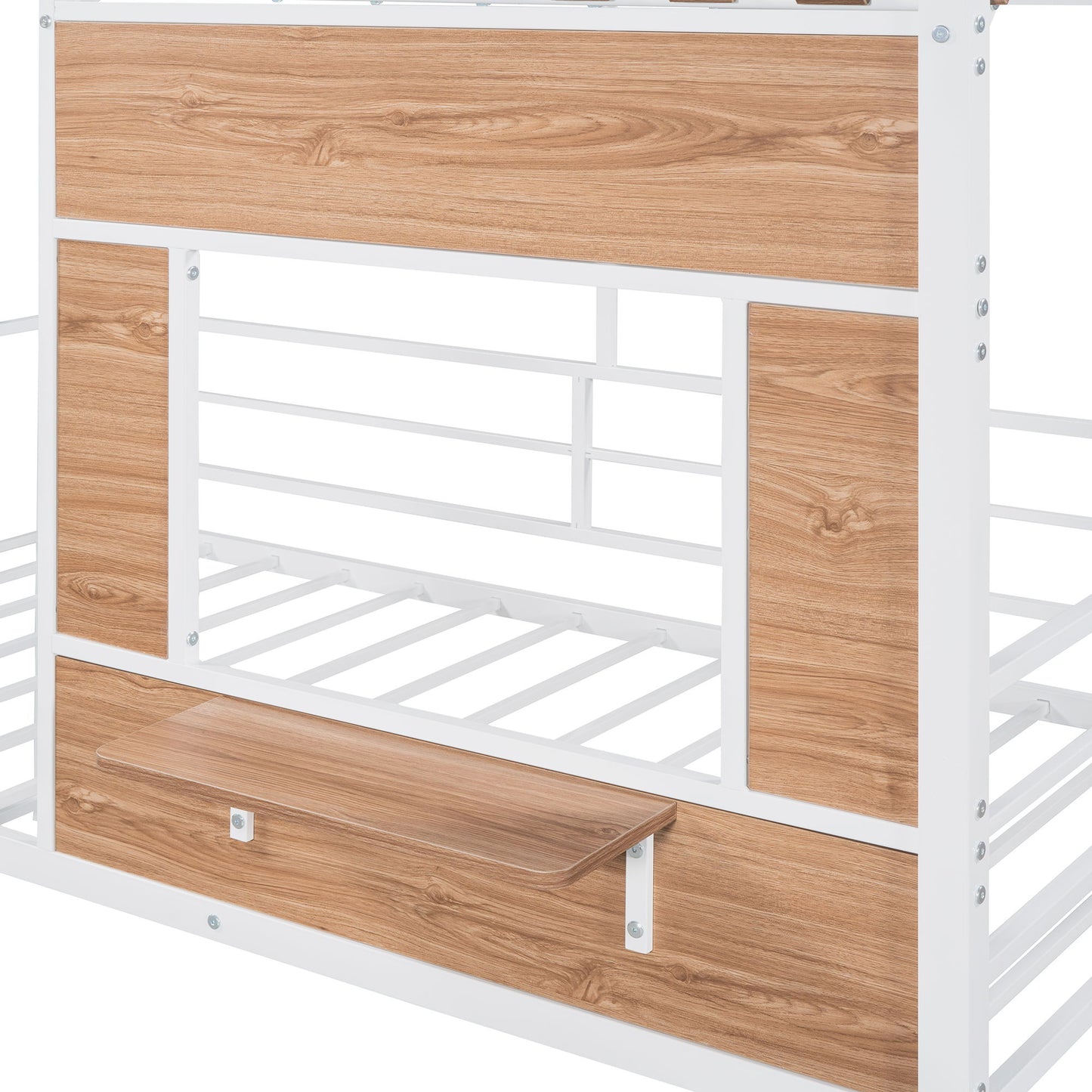 Twin Size Loft Bed With Roof, Window, Guardrail, Ladder - White