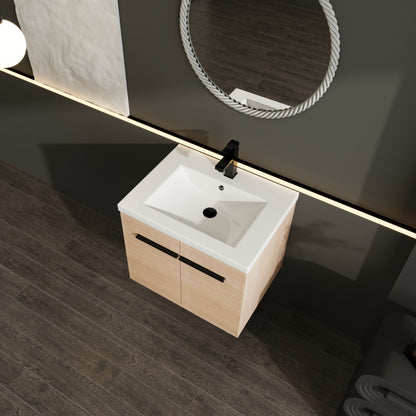 Bathroom Vanity Set With Resin Countertop Sink, 2 Doors - Oak