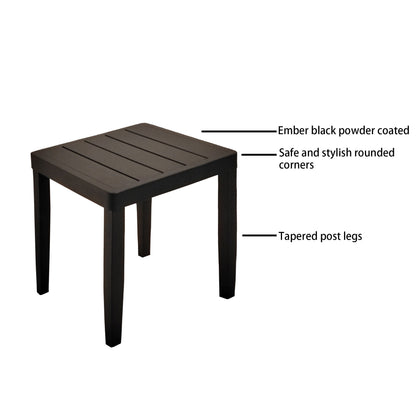 3 Piece Outdoor Patio Lounge Set, 2 Chaise & 1 End Table With Modern Tapered Feet, Pneumatic Adjustable Backrest, Wheels, Sunbrella Cushion - Ember Black / Blue