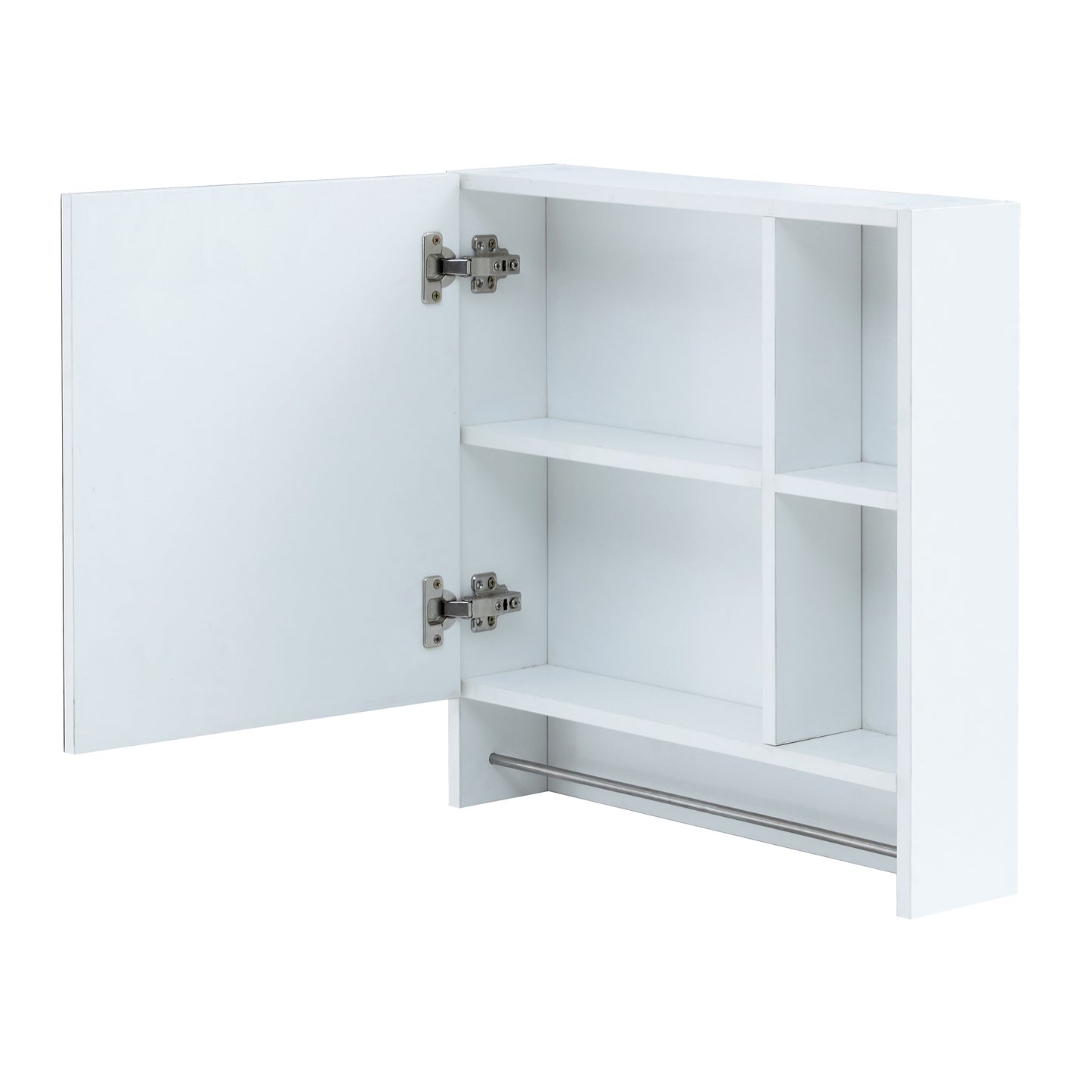 Wall Mounted Bathroom Storage Cabinet With Mirror Door, Medicine Cabinet, Over The Toilet Storage Cabinet With Shelves And Towel Rack - White
