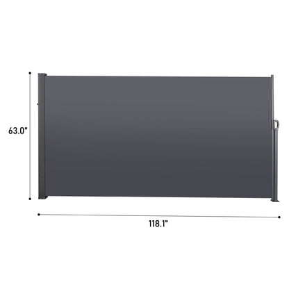 118.1" Retractable Side Screen Awning, Uv Resistant, Waterproof, Patio Privacy Screen For Garden, Balcony, Courtyard - Dark Gray