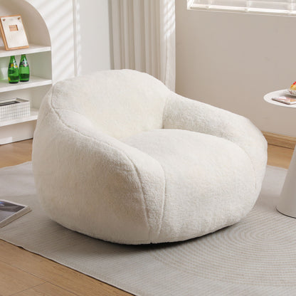Giant Bean Bag Chair For Adults, Spacious Memory Foam Bean Bag Sofa With Armrests Teddy Fabric, Comfy Seating For Living Room Or Bedroom - Off White