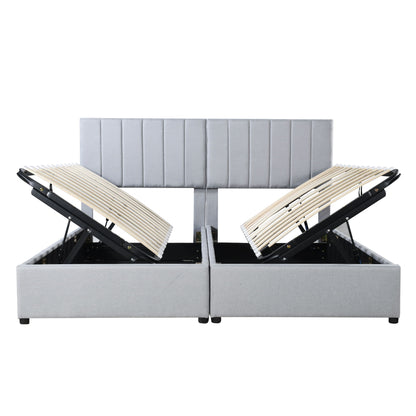 King Size Upholstered Platform Bed With A Hydraulic Storage System - Gray