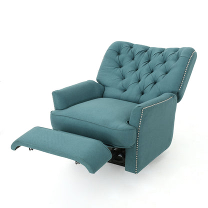 Electric Recliner Chair With Elegant Copper Accents And Soft Upholstery - Teal
