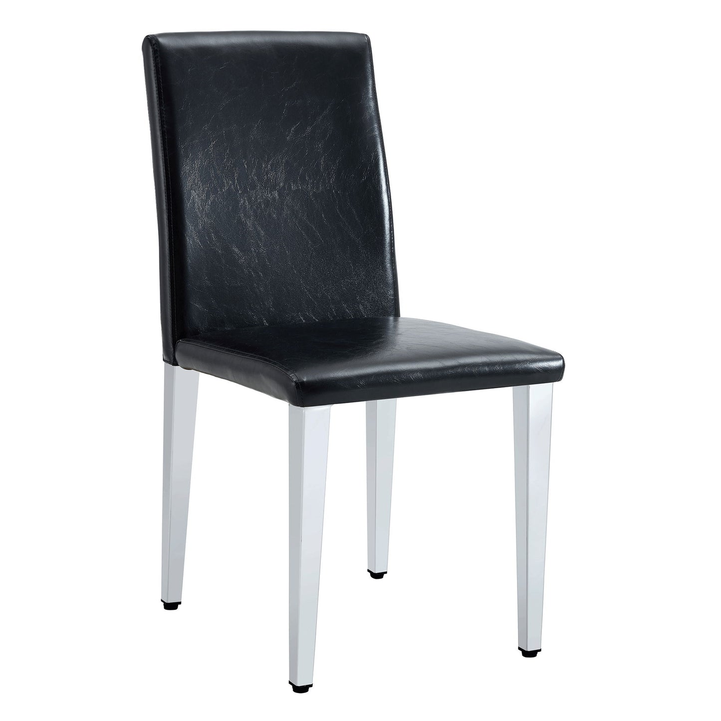 (Set of 4) Backrest Chairs With Silver Metal Legs A Perfect Match For Minimalist And Modern Home Styles - Black / Silver