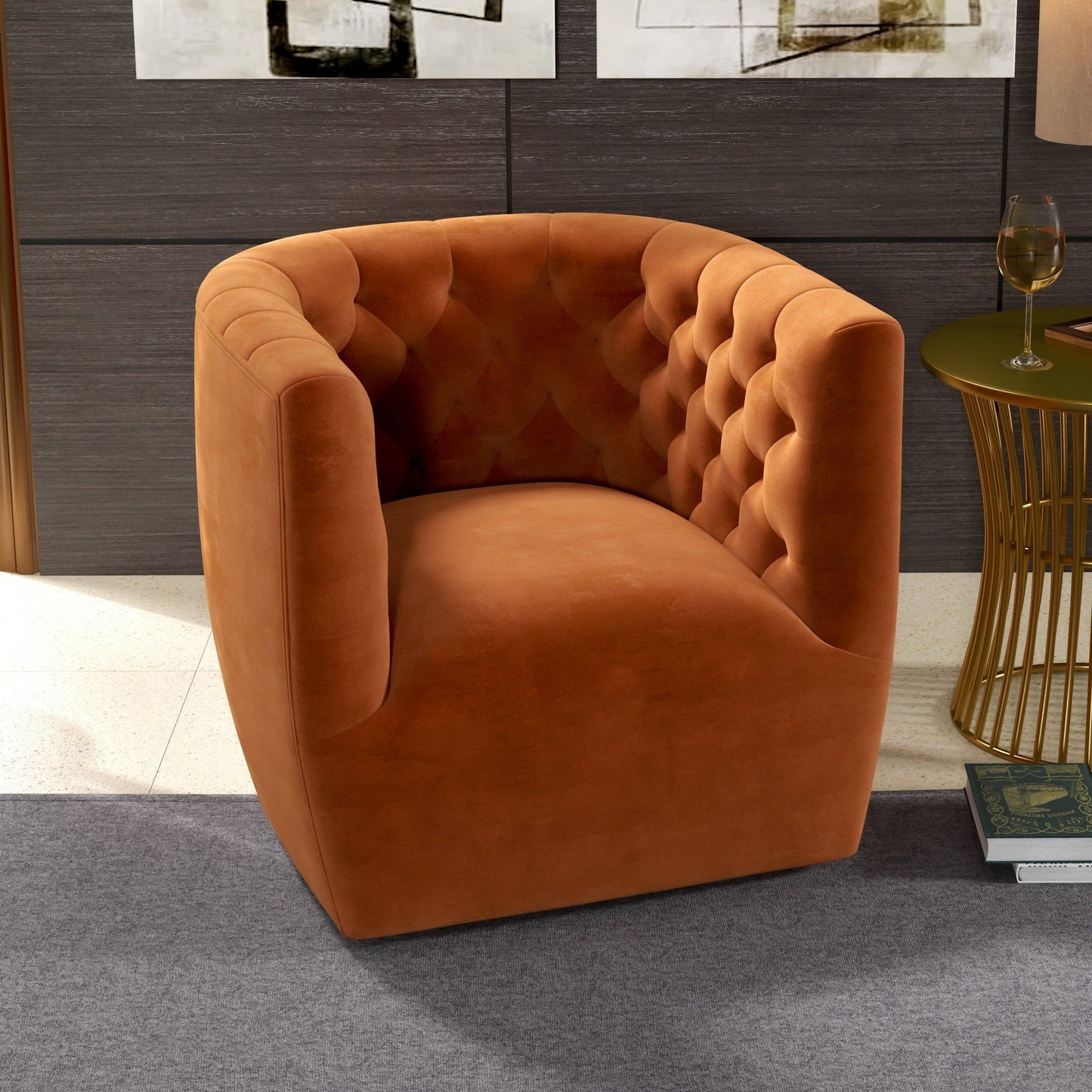 Delaney - Swivel Chair - Burnt Orange