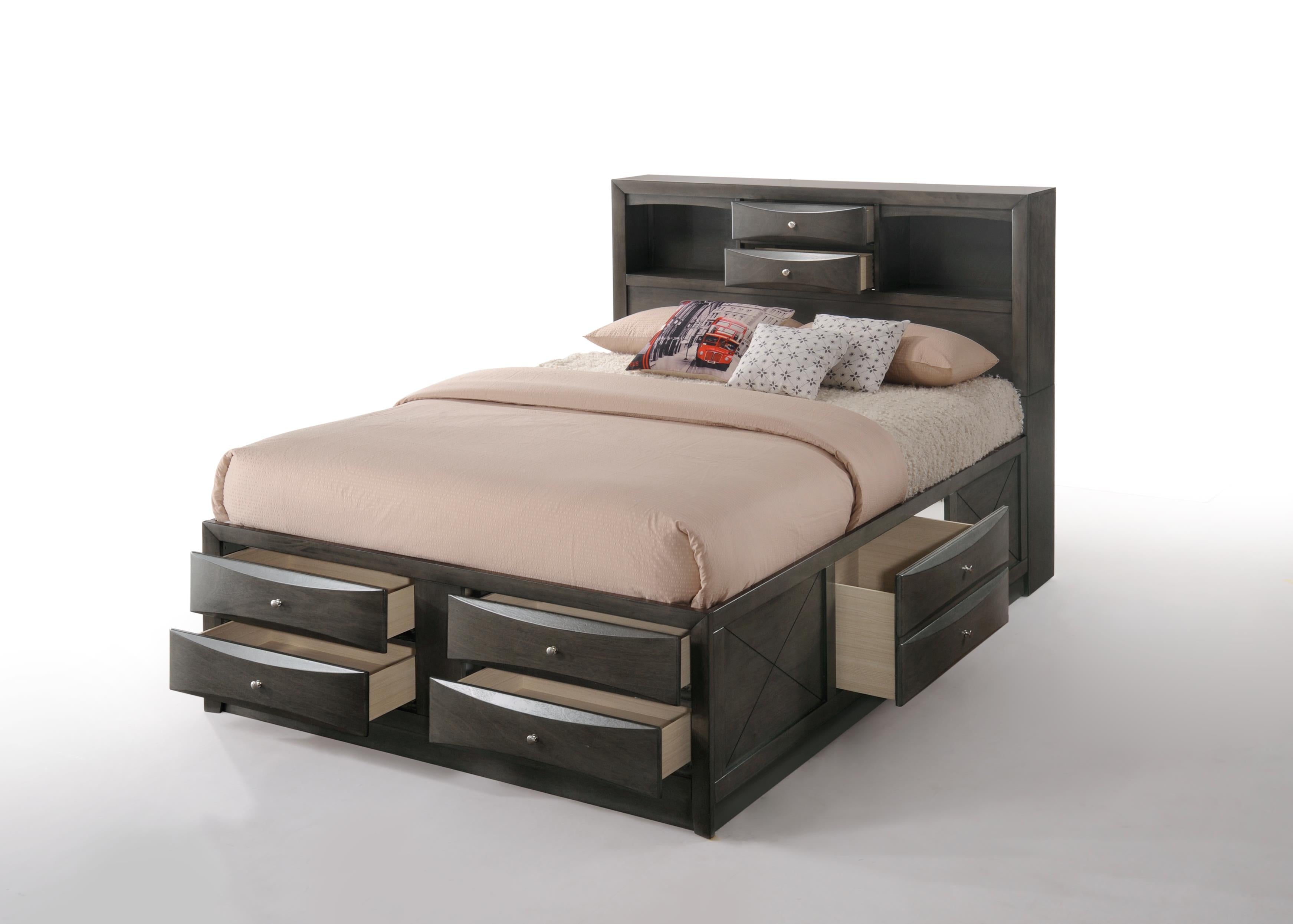 Ireland - Queen Bed With Storage - Gray Oak