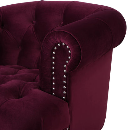 La Rosa - Victorian Tufted Upholstered Accent Chair - Burgundy