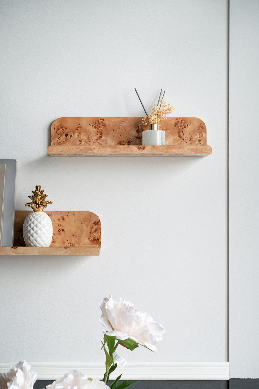 Burl - Wood Floating Wall Shelf - Brown