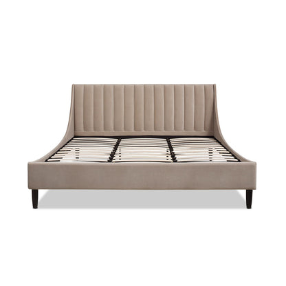 Aspen - King Vertical Tufted Headboard Platform Bed Set - Mink Beige