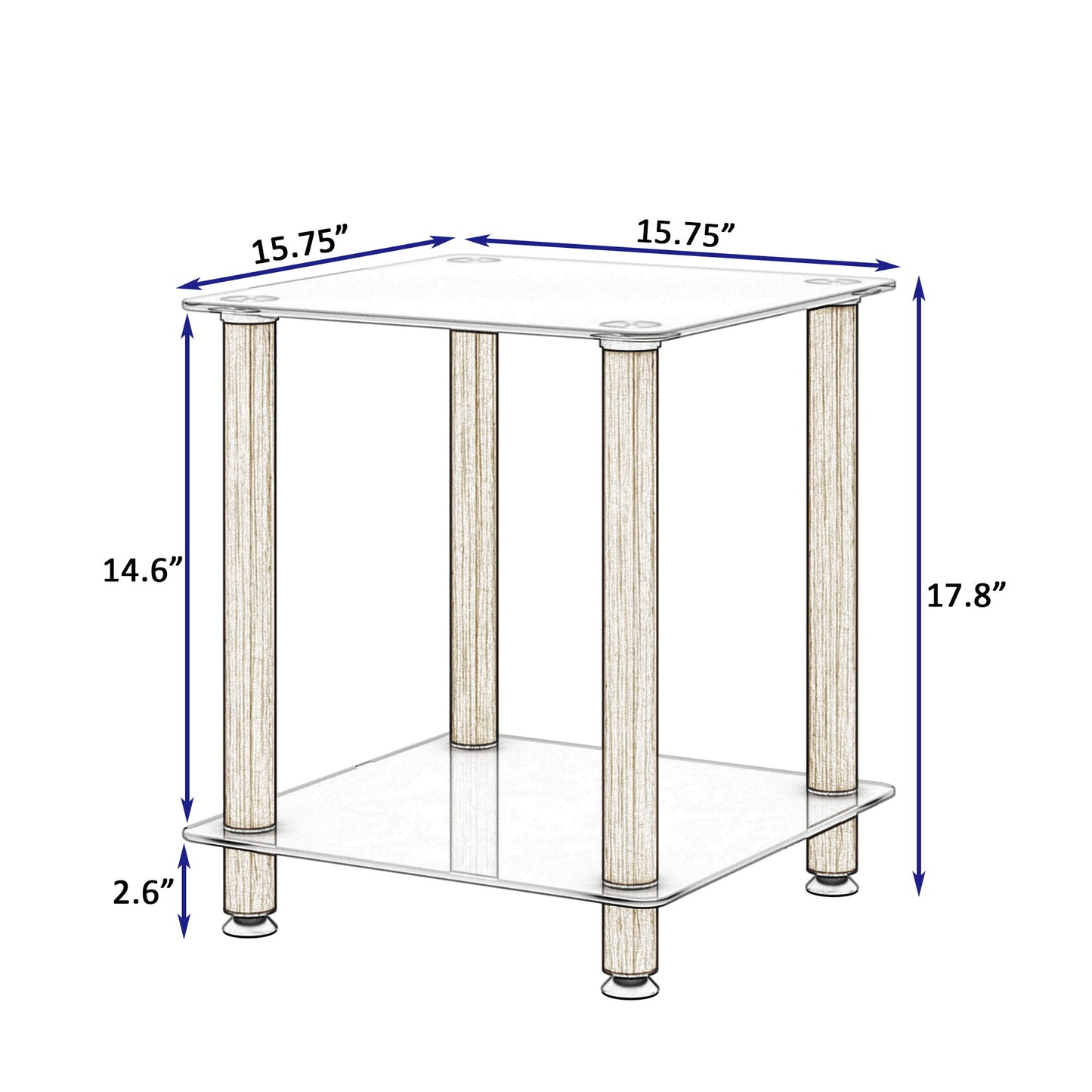 2 Piece Side Table, 2 Tier Space End Table, Modern Night Stand, Sofa Table, Side Table With Storage Shelve - White / Oak