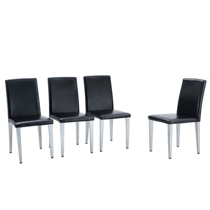 (Set of 4) Backrest Chairs With Silver Metal Legs A Perfect Match For Minimalist And Modern Home Styles - Black / Silver