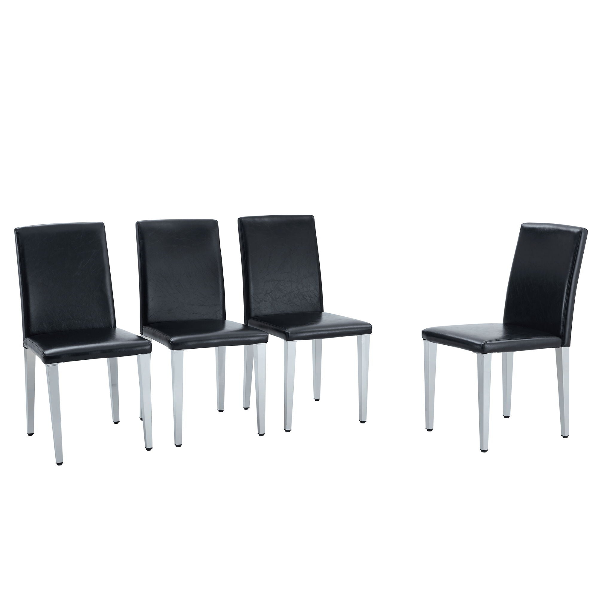 (Set of 2) Backrest Chairs With Metal Legs, They Are Ideally Suited For Minimalist And Contemporary Home Styles - Black / Silver