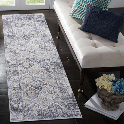 Payas - 2' X 8' Traditional Runner Rug - Gray / Blue