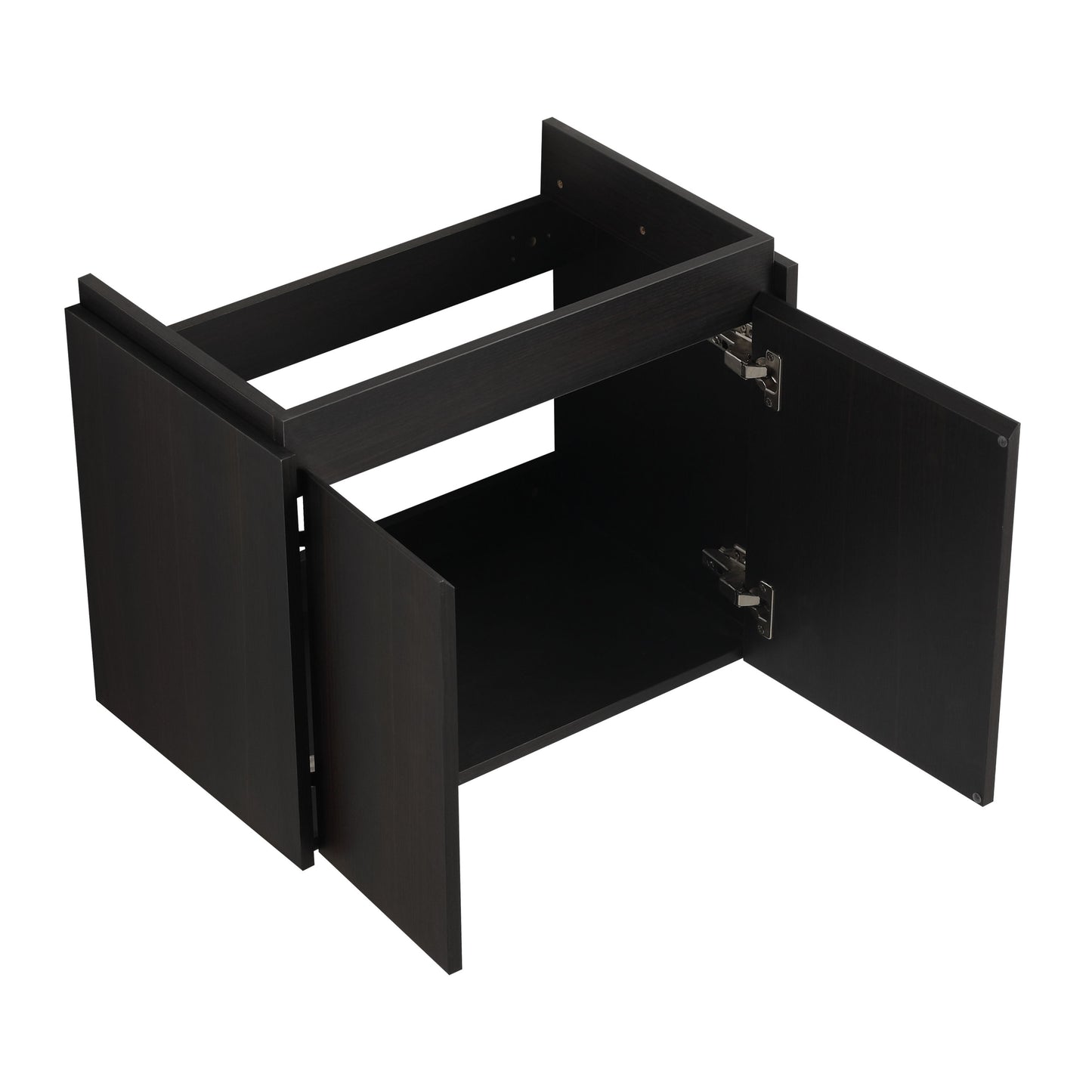 Modern 24" Bathroom Vanity With Ceramic Basin, Wall Mounted Sink Combo Cabinet - Black