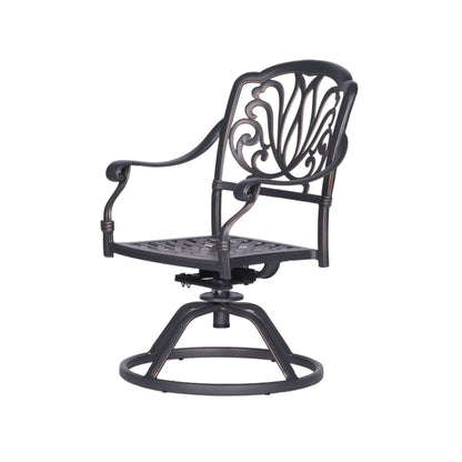 Patio Outdoor Aluminum Dining Swivel Rocker Chairs With Cushion (Set of 2) - Navy Blue