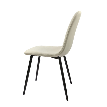 Modern Dining Chairs (Set of 4) With Linen Fabric Upholstered Seat, Spoon Shape Design - Black / Beige