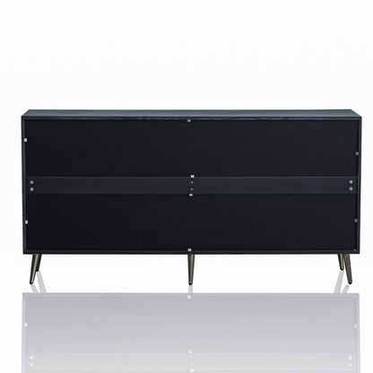 Modern Lacquered 4 Door Wooden Cabinet Sideboard Buffet Server Cabinet Storage Cabinet, For Living Room, Entryway, Hallway, Office, Kitchen And Dining Room - Distressed Black