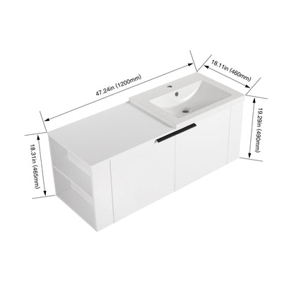 Modern 48" Bathroom Vanity Sink Combo With Spacious Storage - White