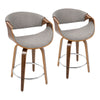 Curvini - Mid-Century Modern Counter Stool (Set of 2) - Walnut / Light Gray