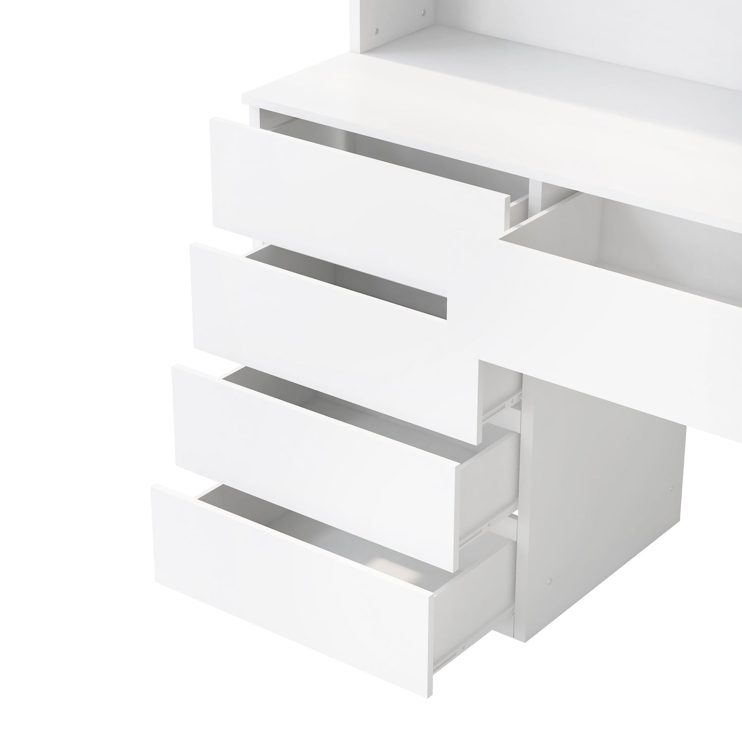 2 Door Storage Desk Wardrobe For Bedroom With Shelves And Drawers - White