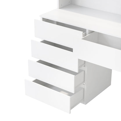 2 Door Storage Desk Wardrobe For Bedroom With Shelves And Drawers - White
