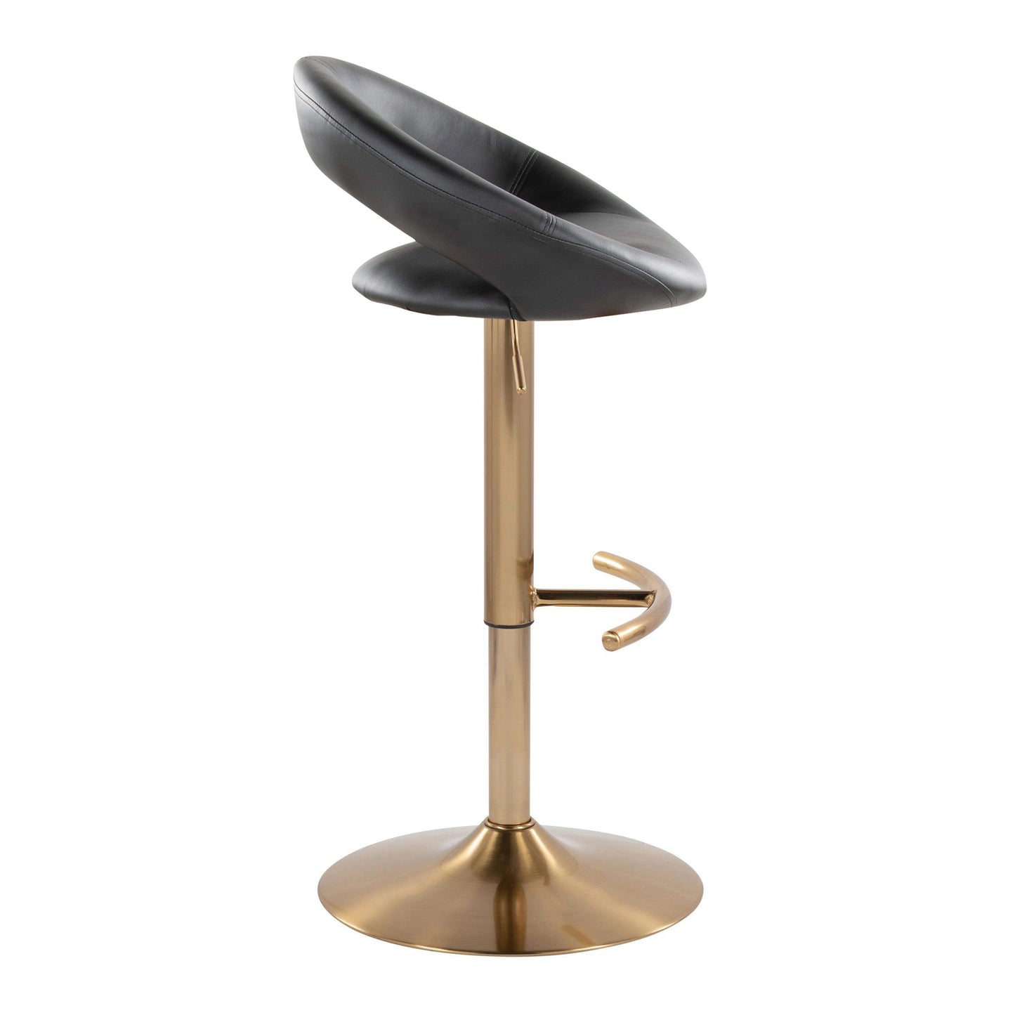 Posh - Contemporary / Glam Adjustable Barstool With Swivel With Rounded T Footrest (Set of 2) - Gold / Black