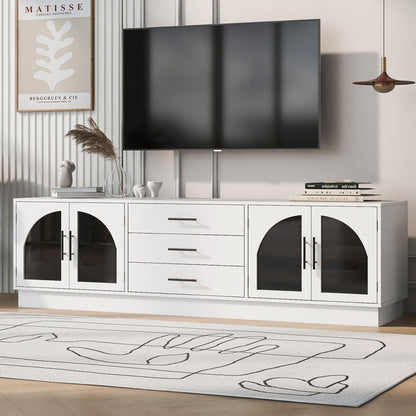 Modern Minimalist TV Stand For TVs Up To 75", Entertainment Center Media Console Cabinet With Adjustable Shelves For Living Room - White