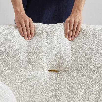 Lamb's Wool 2 Seater Cushion Sofa Comfortable Sofa For Living Room Bedroom And Other Casual Spaces Lamb's Wool Sofa With 2 Cushions And 2 Ball Pillows - White