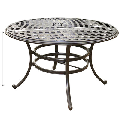 Aluminum 5 Piece Round Dining Set With 4 Swivel Rockers - Light Blue