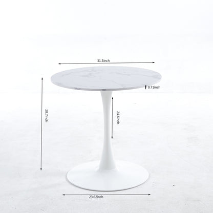 Tulip Special Dining Table, Marble Color Top - White