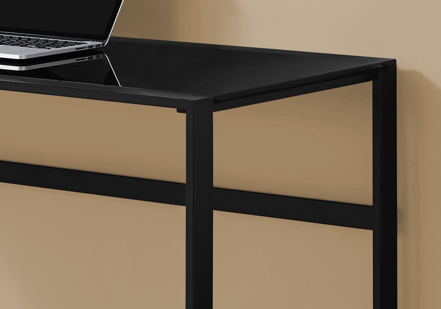 Computer Desk For Home Office, Laptop, Tempered Glass, Contemporary & Modern - Black